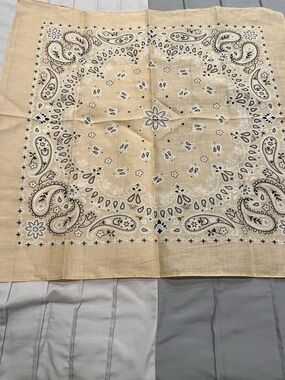Classic Paisley Bandana Scarf in Soft Beige 22 inches